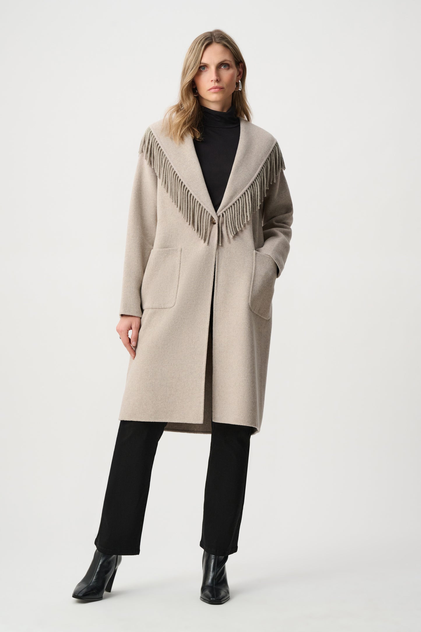 Joseph Ribkoff Wool Blend Shawl Collar Fringed Coat 263912 – produktbilde 2