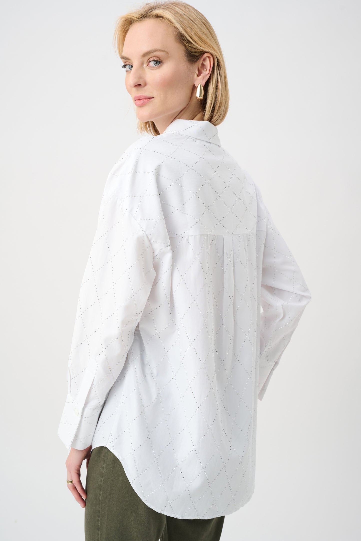 Joseph Ribkoff Tencel Boxy Blouse With All-Over Rhinestone Detail 263922