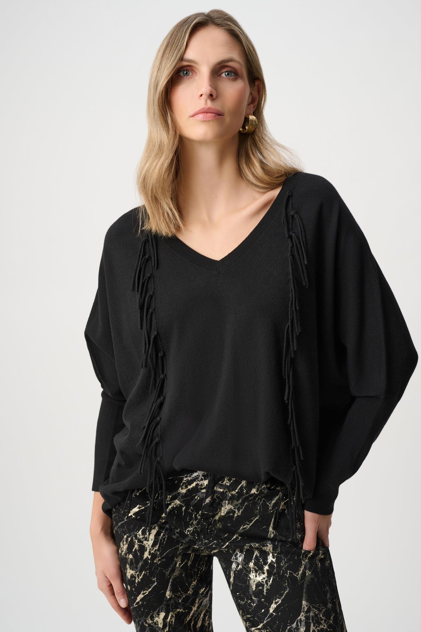 Joseph Ribkoff Viscose Knit Fringed Sweater - 263939
