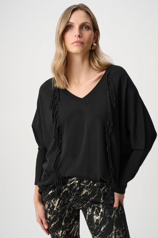 Joseph Ribkoff Viscose Knit Fringed Sweater - 263939