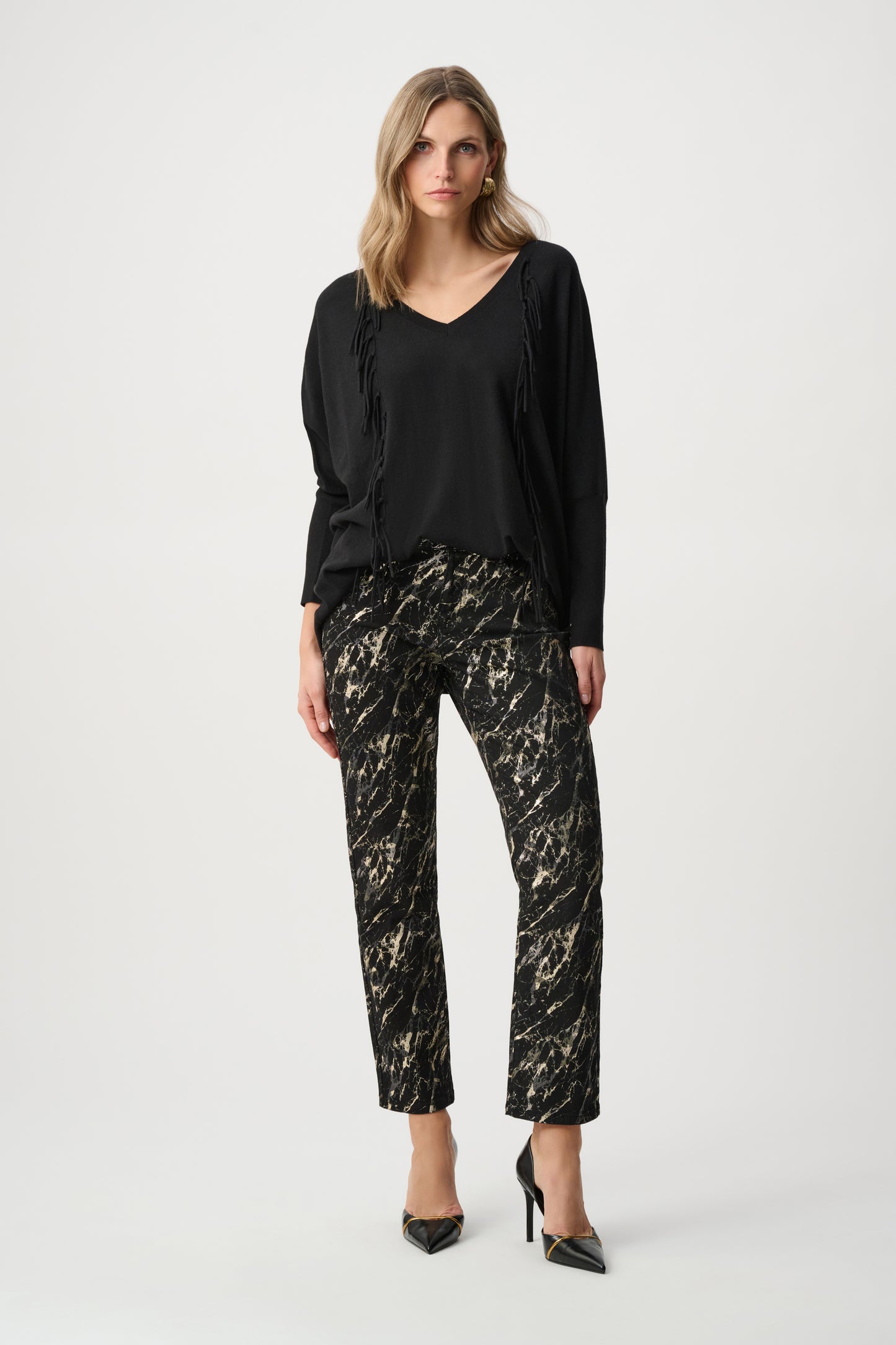 Joseph Ribkoff Viscose Knit Fringed Sweater - 263939