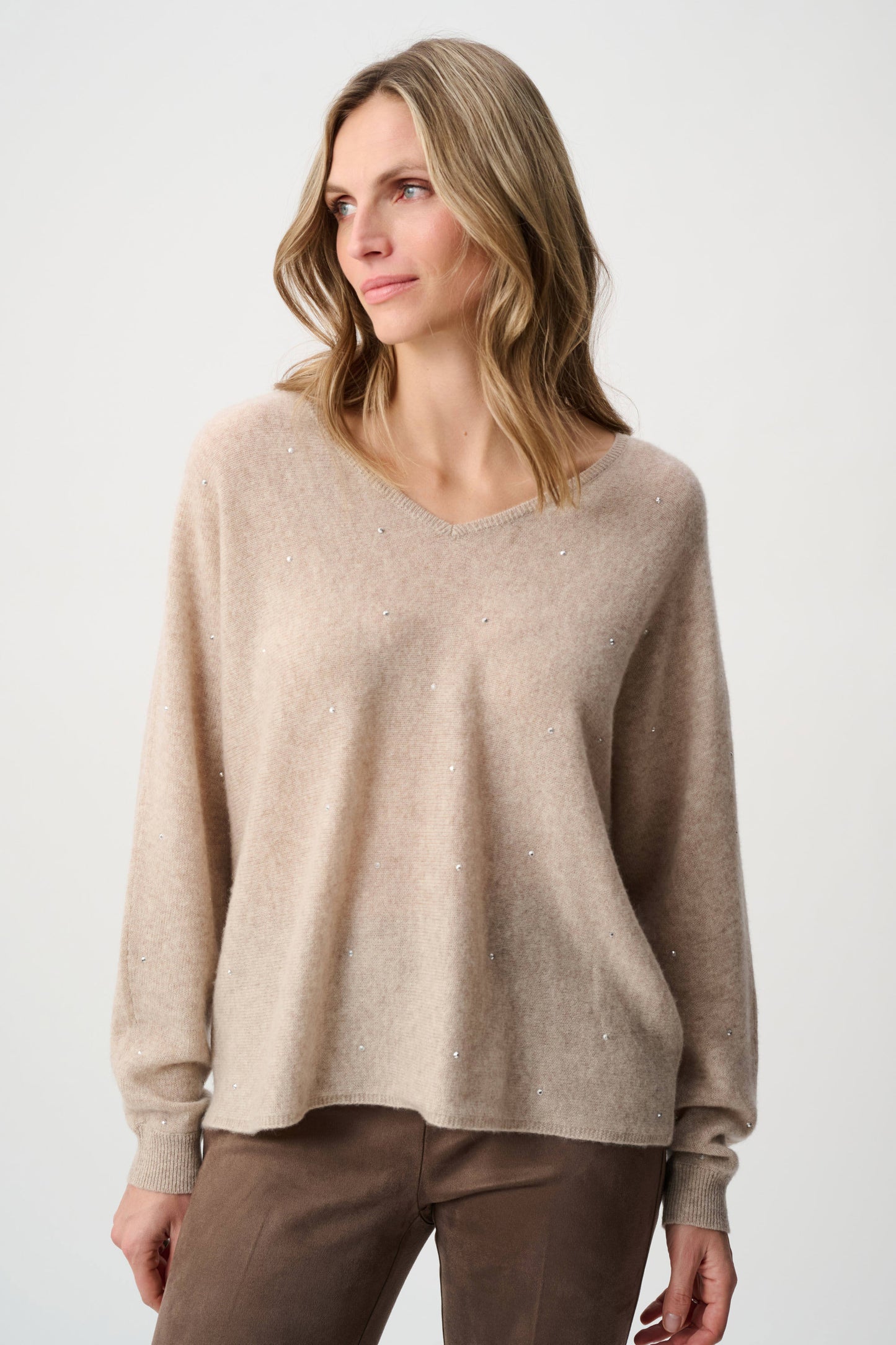 Joseph Ribkoff Cashmere Boxy Sweater - Oatmeal Melange