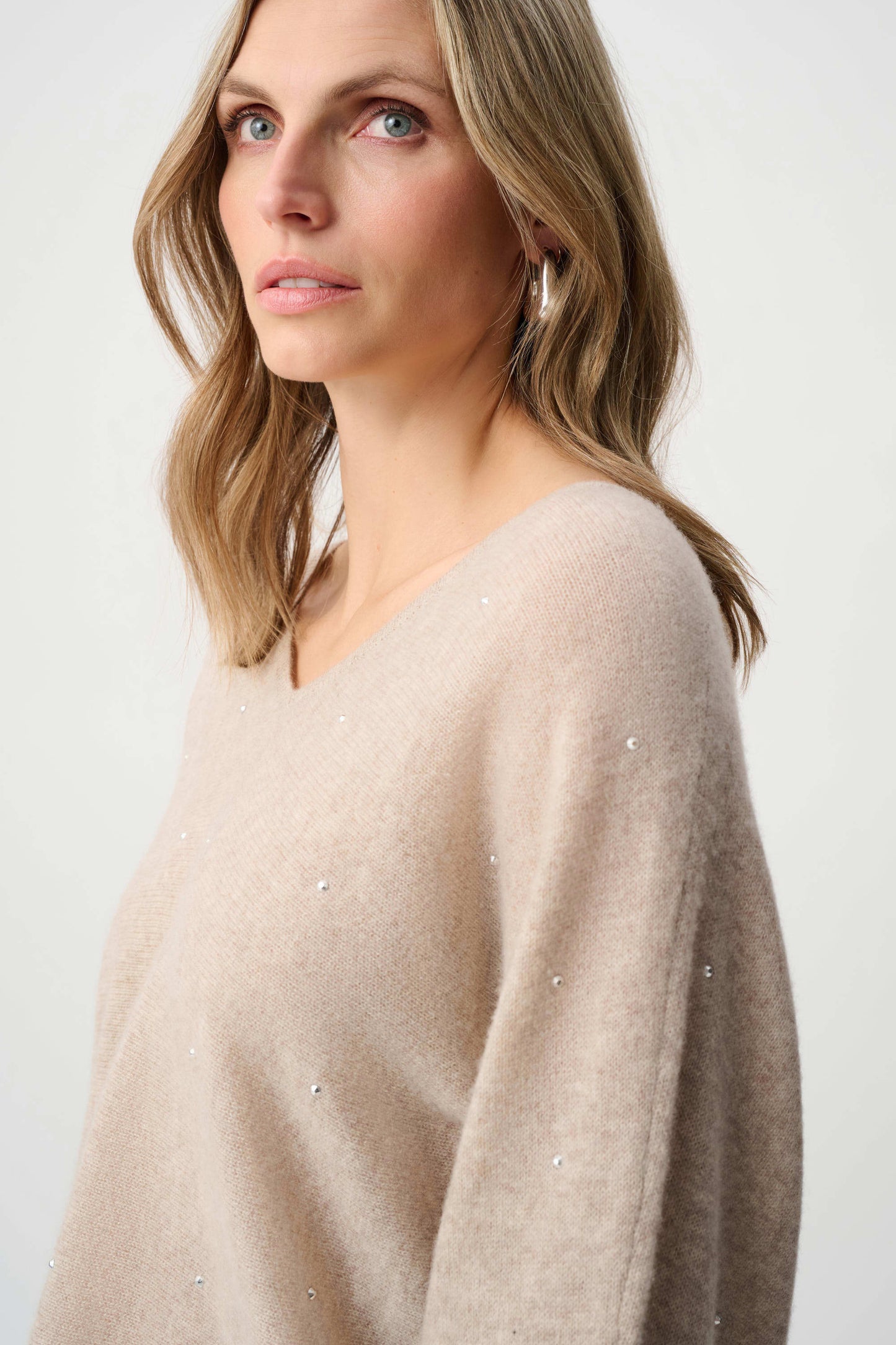 Joseph Ribkoff Cashmere Boxy Sweater - Oatmeal Melange