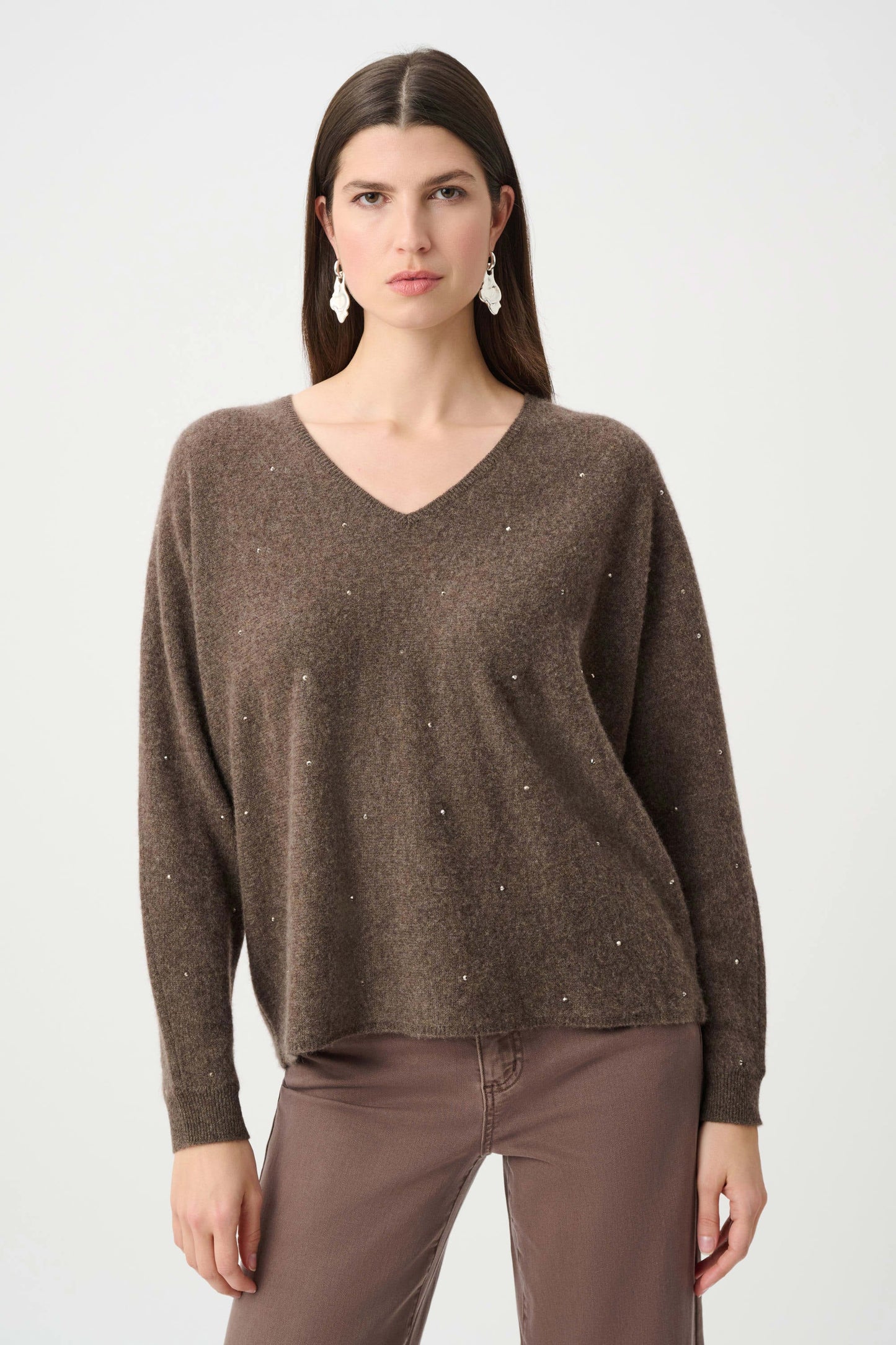 Joseph Ribkoff Cashmere Boxy Sweater - Dark Taupe