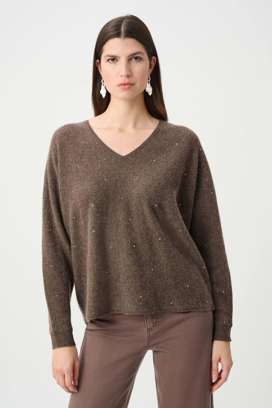 Joseph Ribkoff Cashmere Boxy Sweater - Dark Taupe