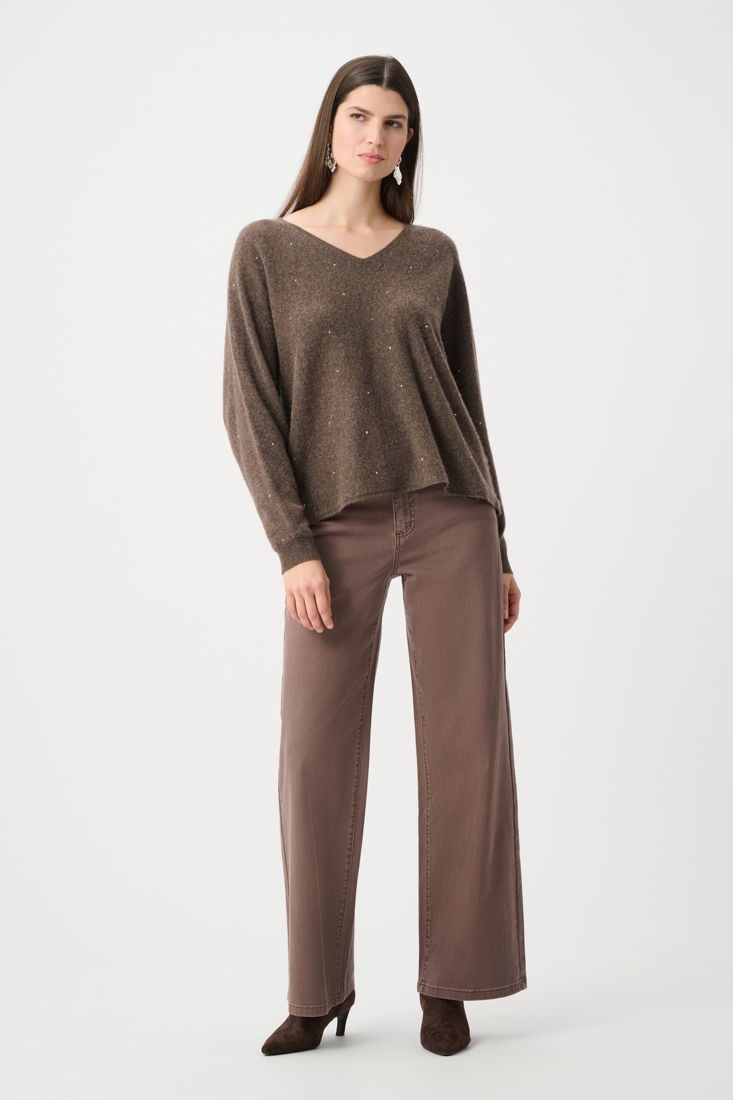 Joseph Ribkoff Cashmere Boxy Sweater - Dark Taupe