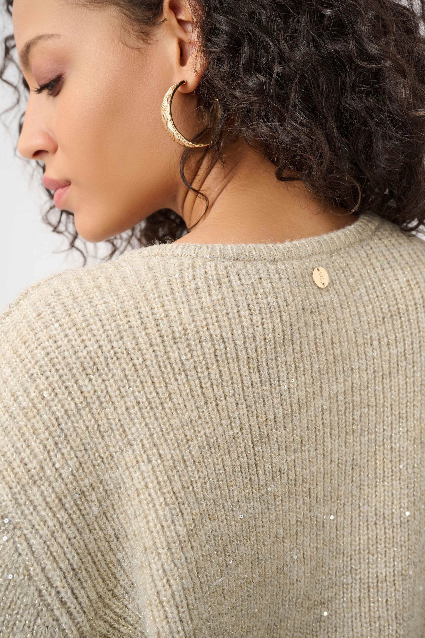 Joseph Ribkoff Sweater Knit Sequined Boxy Crewneck Cardigan - 263958