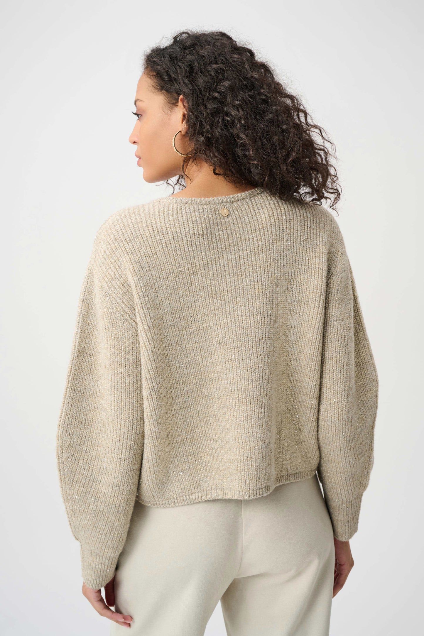 Joseph Ribkoff Sweater Knit Sequined Boxy Crewneck Cardigan - 263958