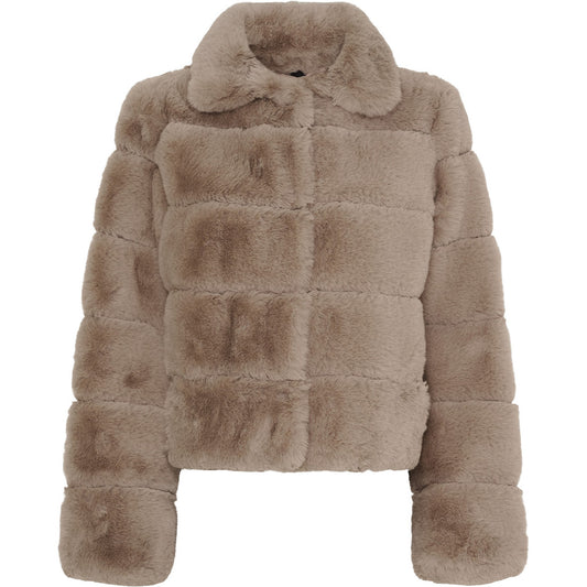 Notyz Fake Fur Jakke Sand
