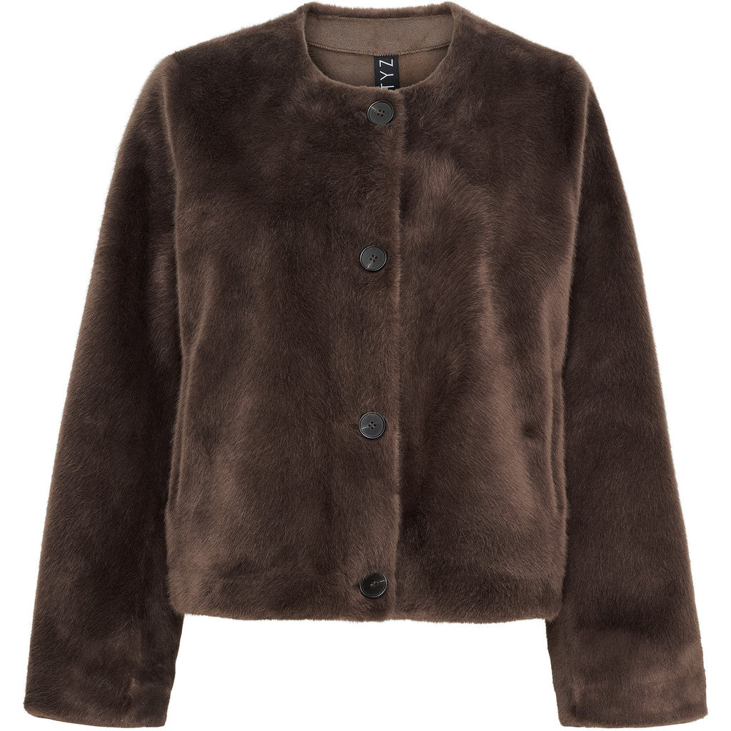 Notyz Fake Fur Jakke Brun