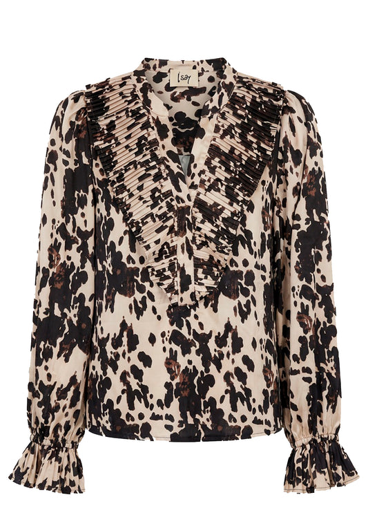 Isay Melba Pleat Blouse Earth Print – bilde fra Den Lille Sorte