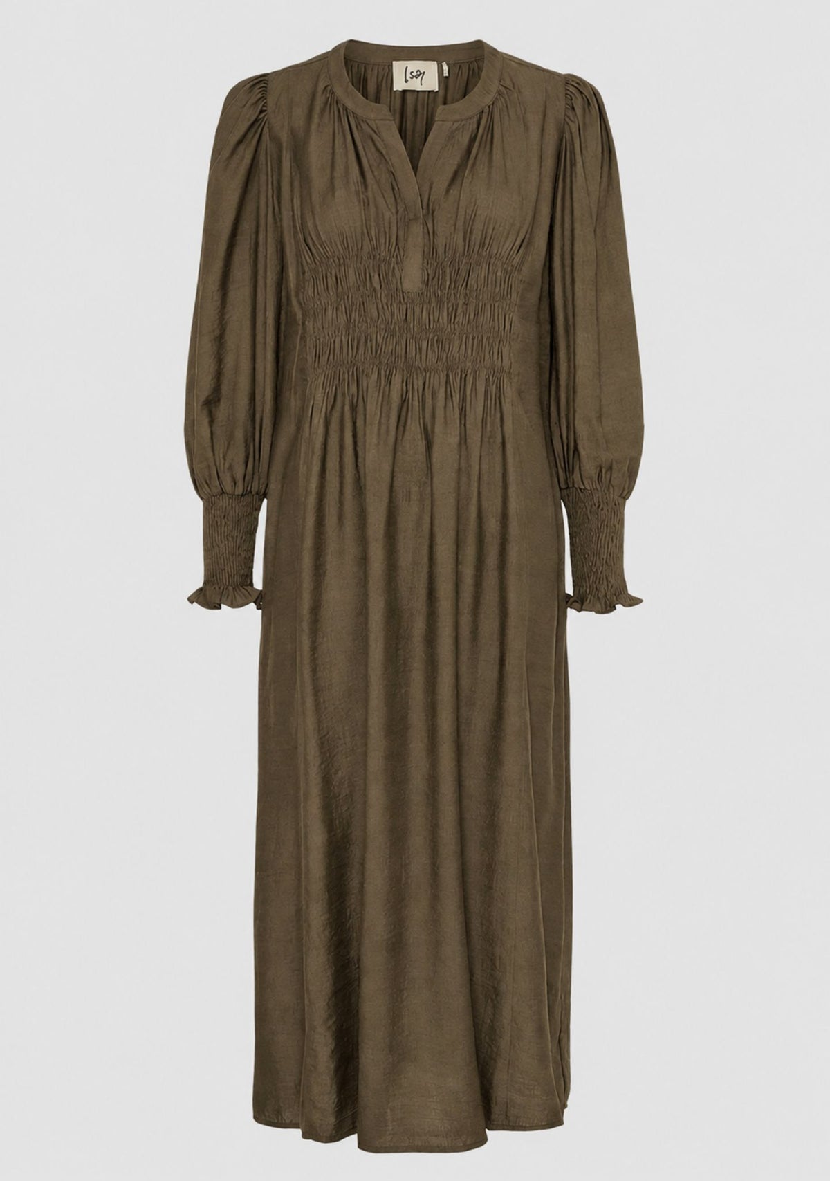 Isay Ane V-Neck Dress Dark Khaki