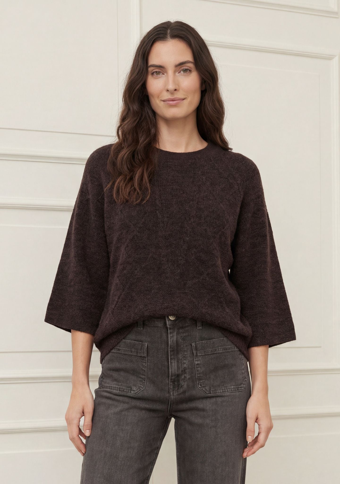 Isay Anna Short Sleeve Pullover - Mørk Brun