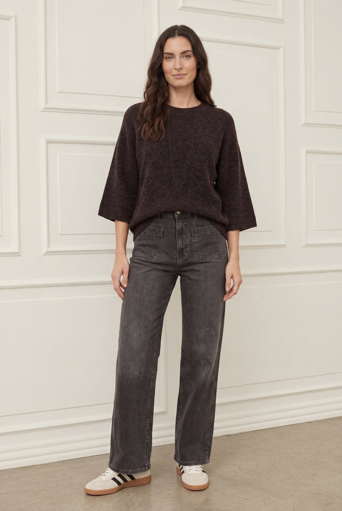 Isay Anna Short Sleeve Pullover - Mørk Brun