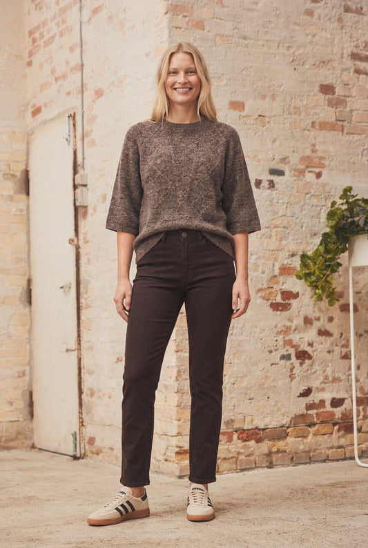 Isay Anna Short Sleeve Pullover - Taupe