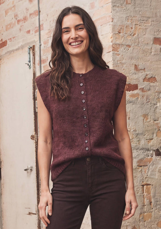 Isay Cosima Waistcoat Wine Melange