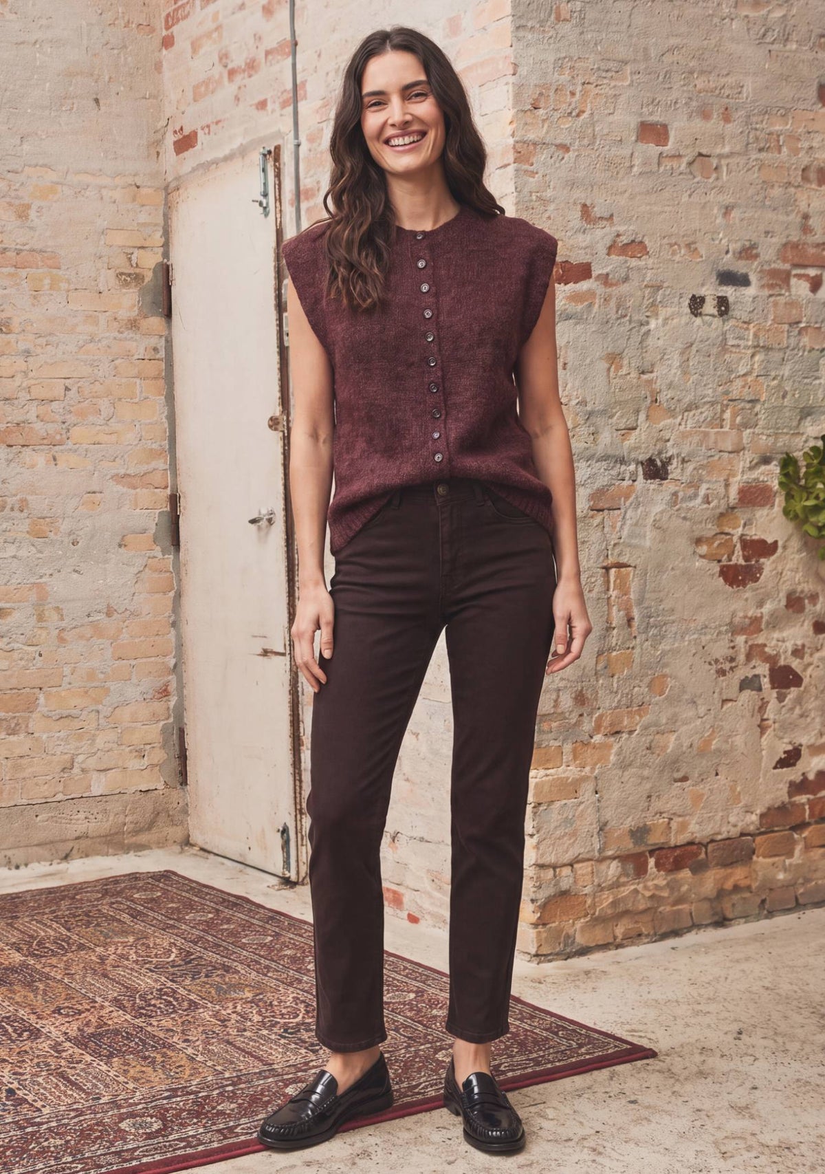 Isay Cosima Waistcoat Wine Melange