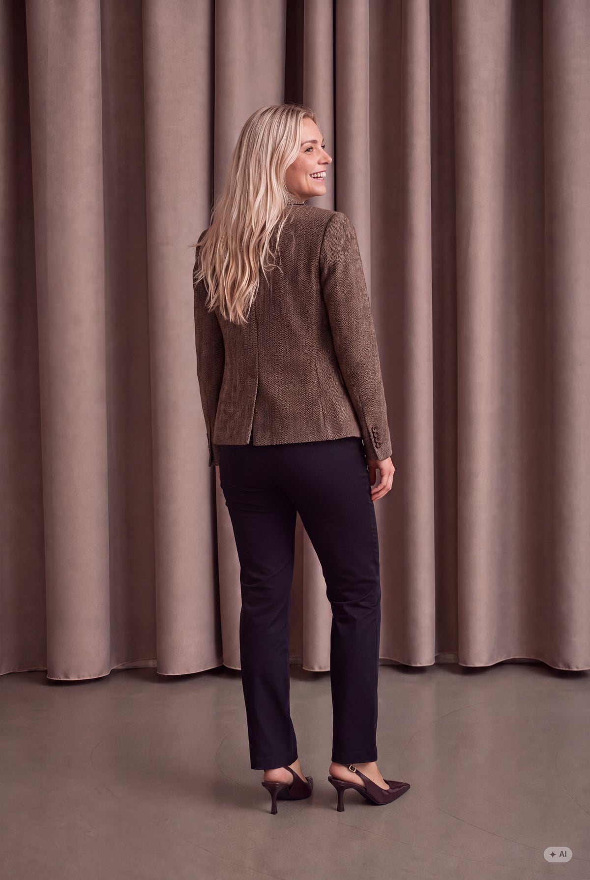 Isay Oda Blazer Brown Herringbone