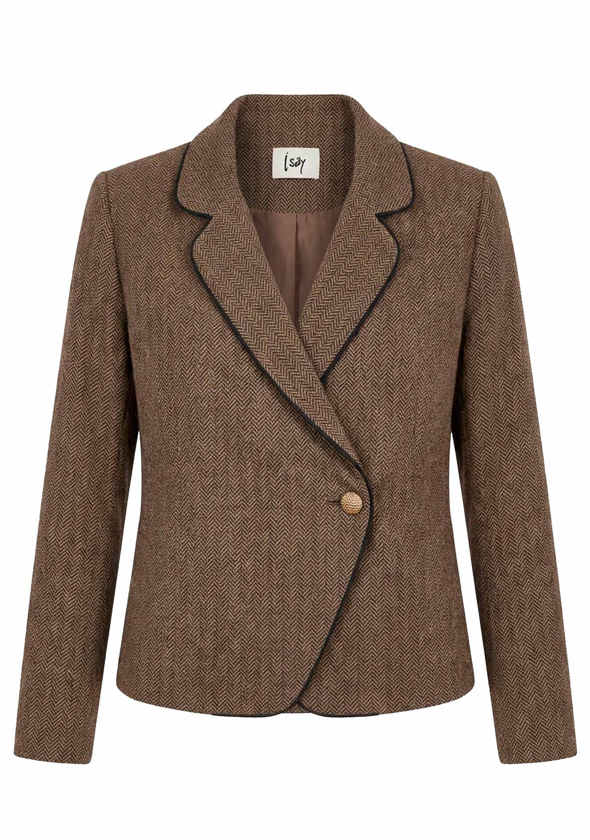 Isay Oda Blazer Brown Herringbone