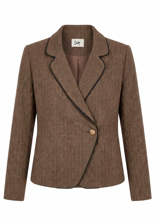 Isay Oda Blazer Brown Herringbone