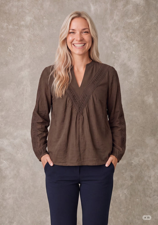 Isay Ofia Blouse Dark Khaki