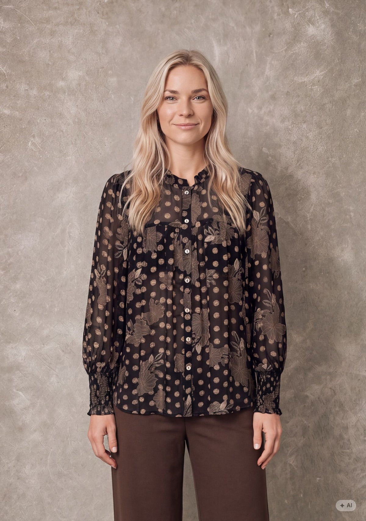 Isay Otella Smock Shirt Flower/Dot Print