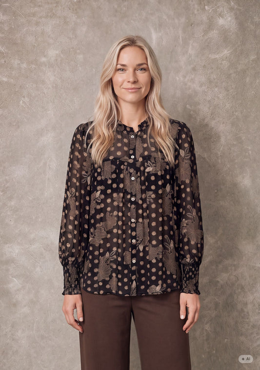 Isay Otella Smock Shirt Flower/Dot Print