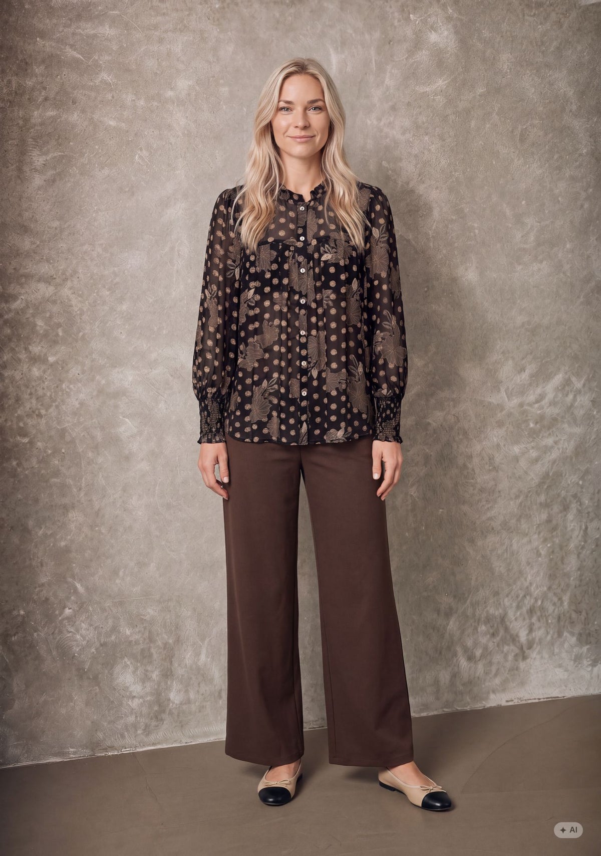 Isay Otella Smock Shirt Flower/Dot Print