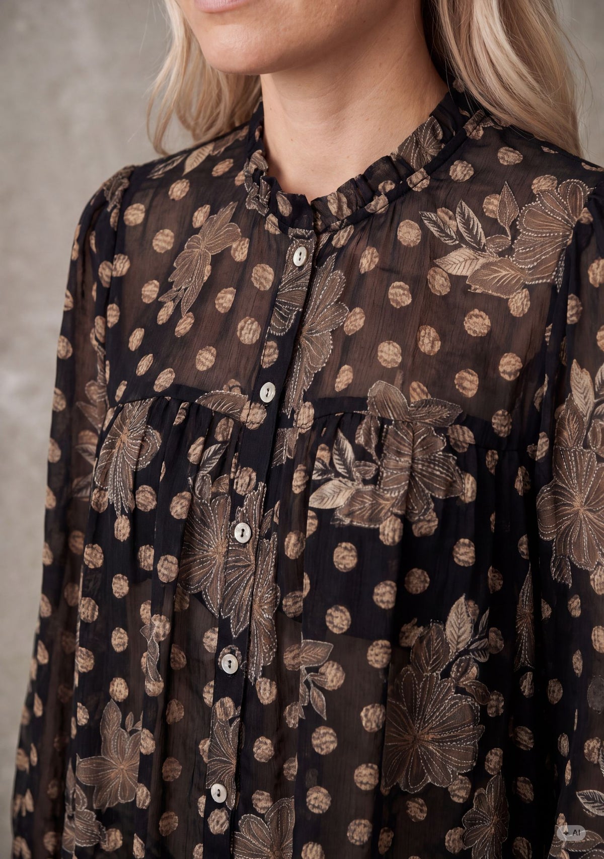 Isay Otella Smock Shirt Flower/Dot Print