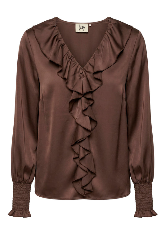 Isay Steff Smock Bluse - Mørk brun
