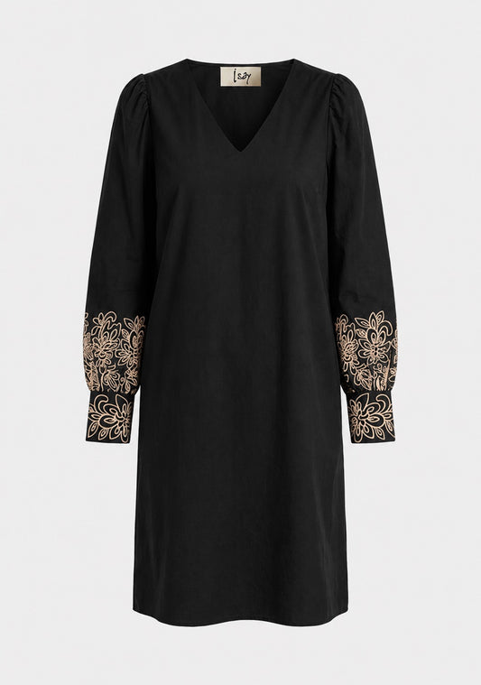 Isay Sigga Embroidery Dress Black w/Sand Embroidery
