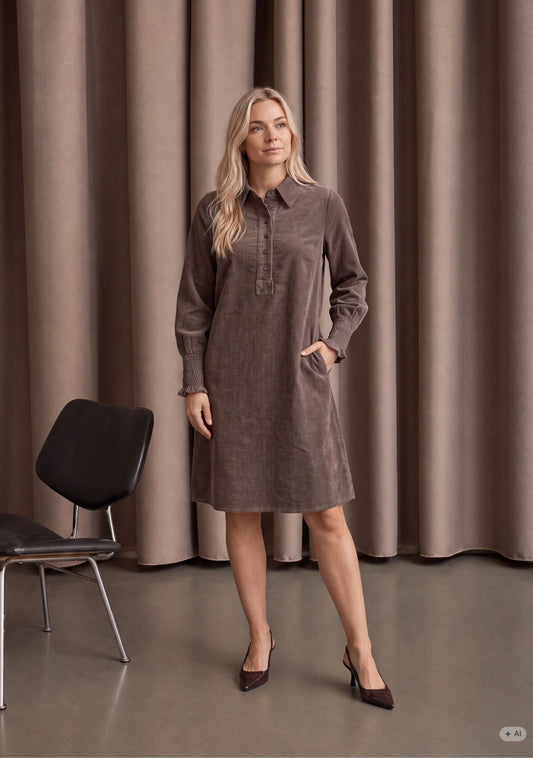 Isay Barbel Corduroy Dress Washed Taupe