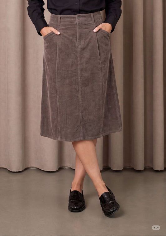 Isay Barbel Corduroy Skirt Washed Taupe