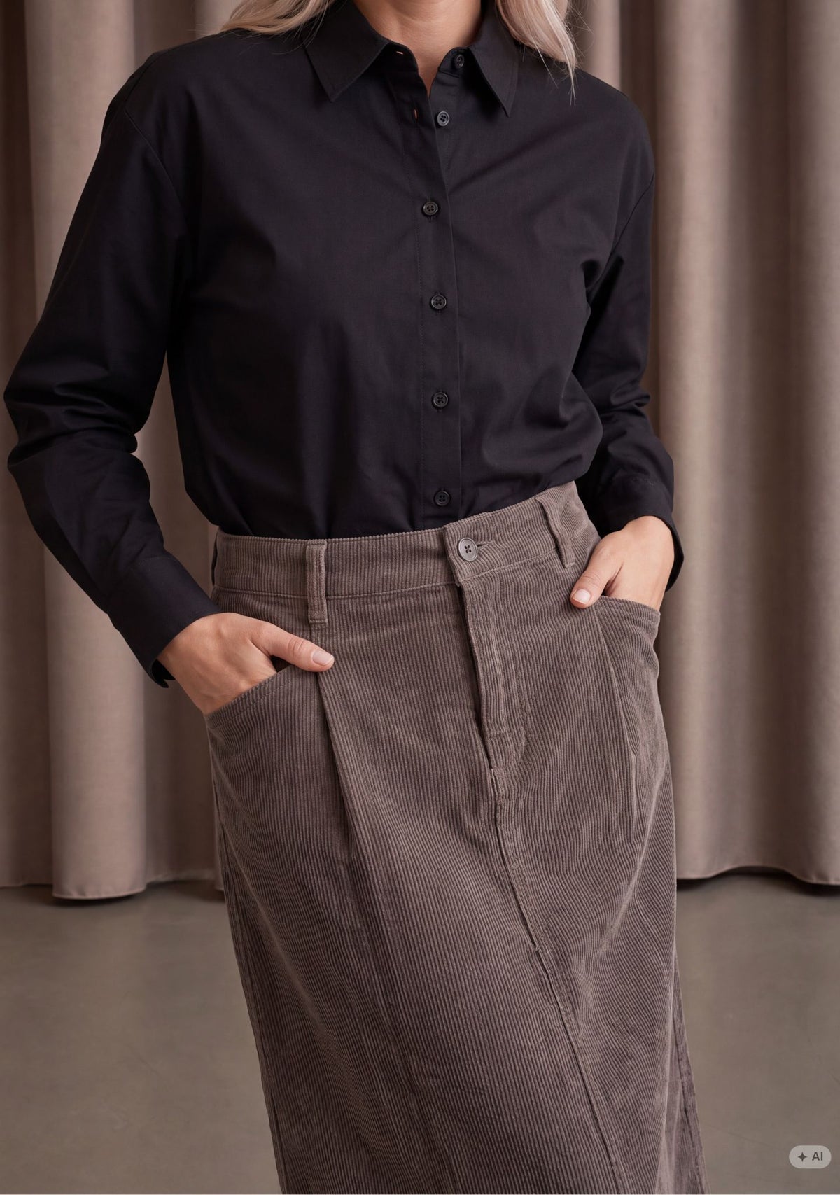 Isay Barbel Corduroy Skirt Washed Taupe