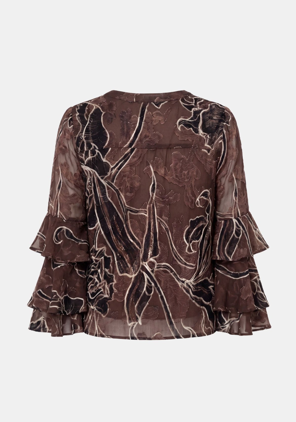 Isay Obi Flounce Bluse - Brun blomst