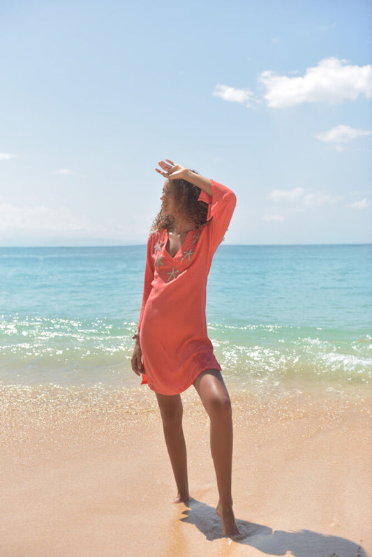 Hot Lava Starfish Tunic Hot Coral