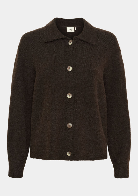 Isay Anna Colar Cardigan Brown