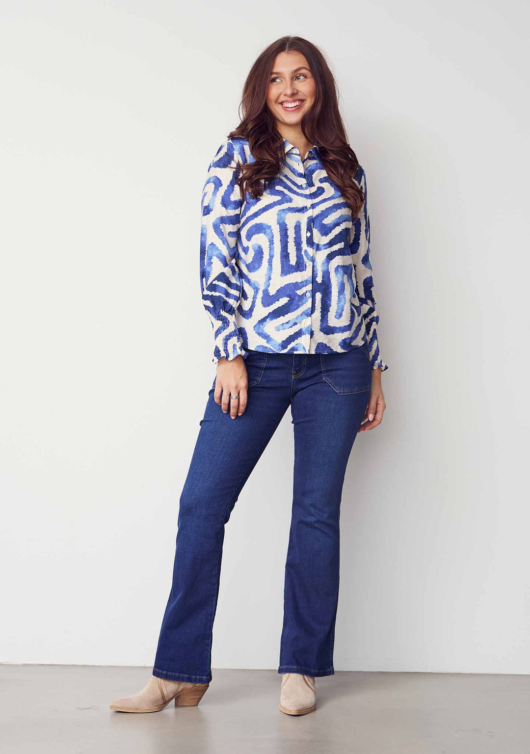 Isay Como Long Flare Jeans Dark Denim