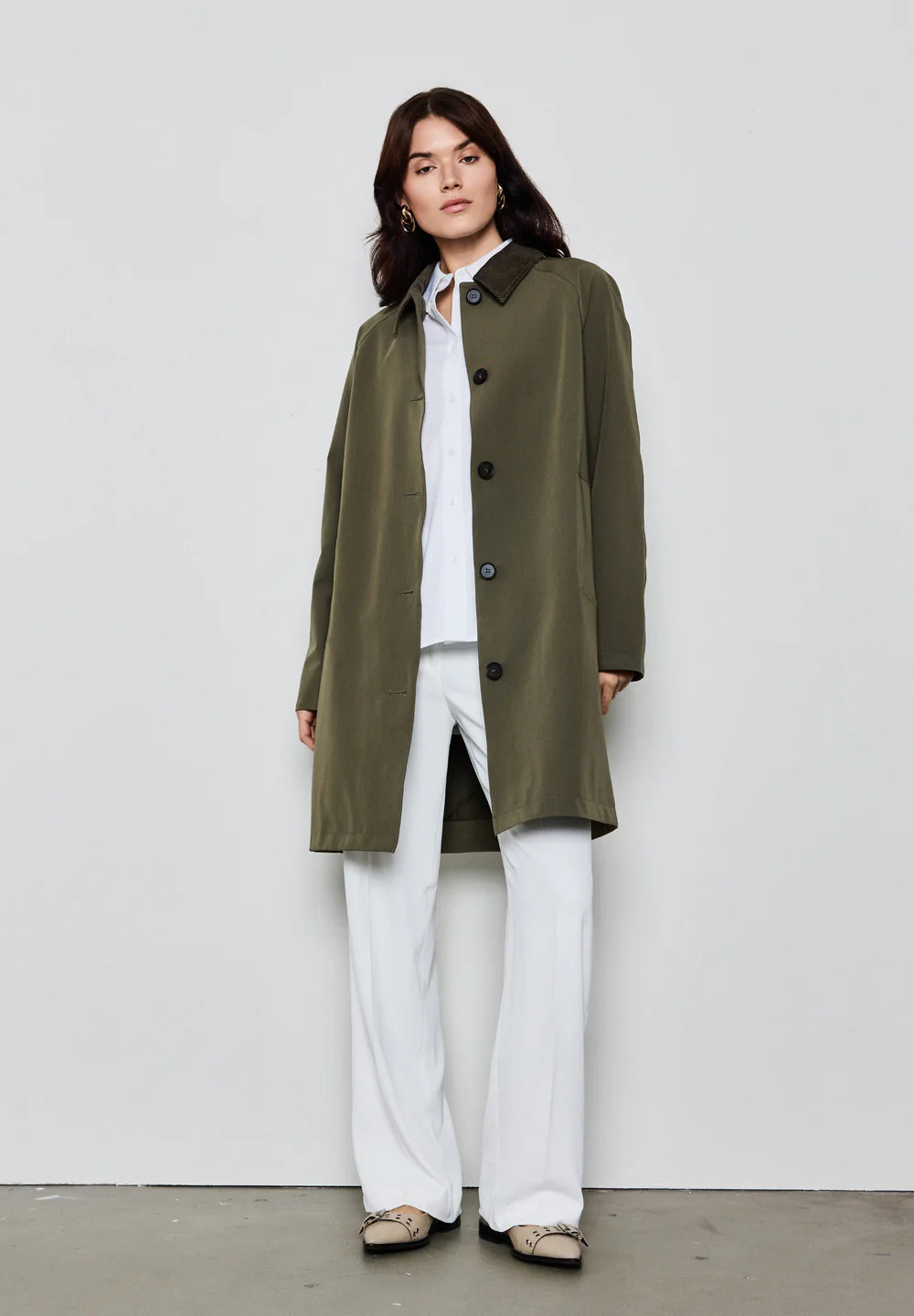 Notyz Coat Courduray collar - Dusty Olive