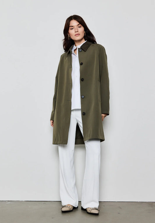 Notyz Coat Courduray collar - Dusty Olive