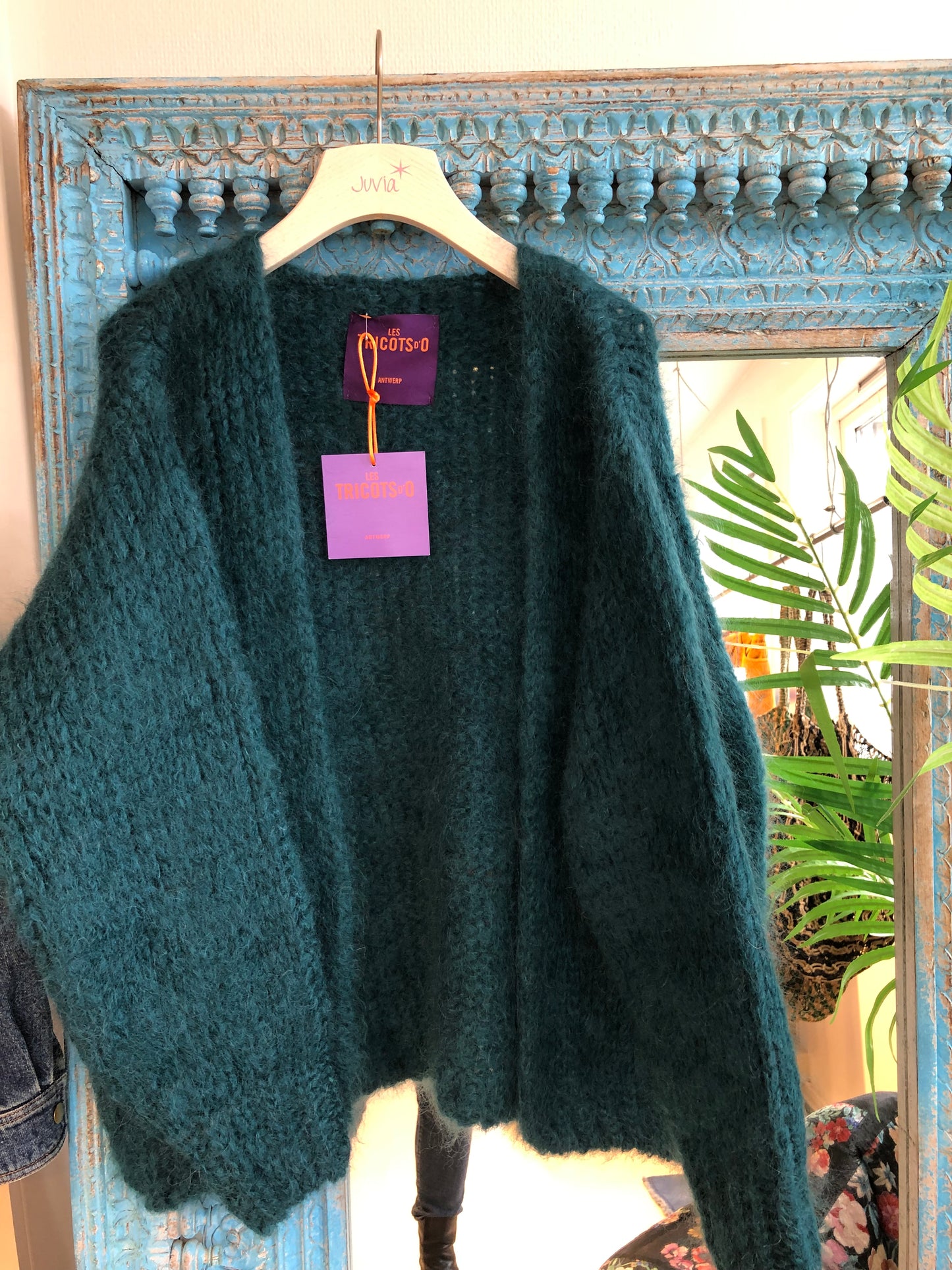 Les Tricots D`O Mohair Cardigan - Dark Green Bear Grafitti