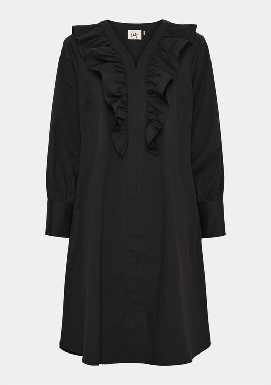 Isay Sigga V- Flounce Dress Black