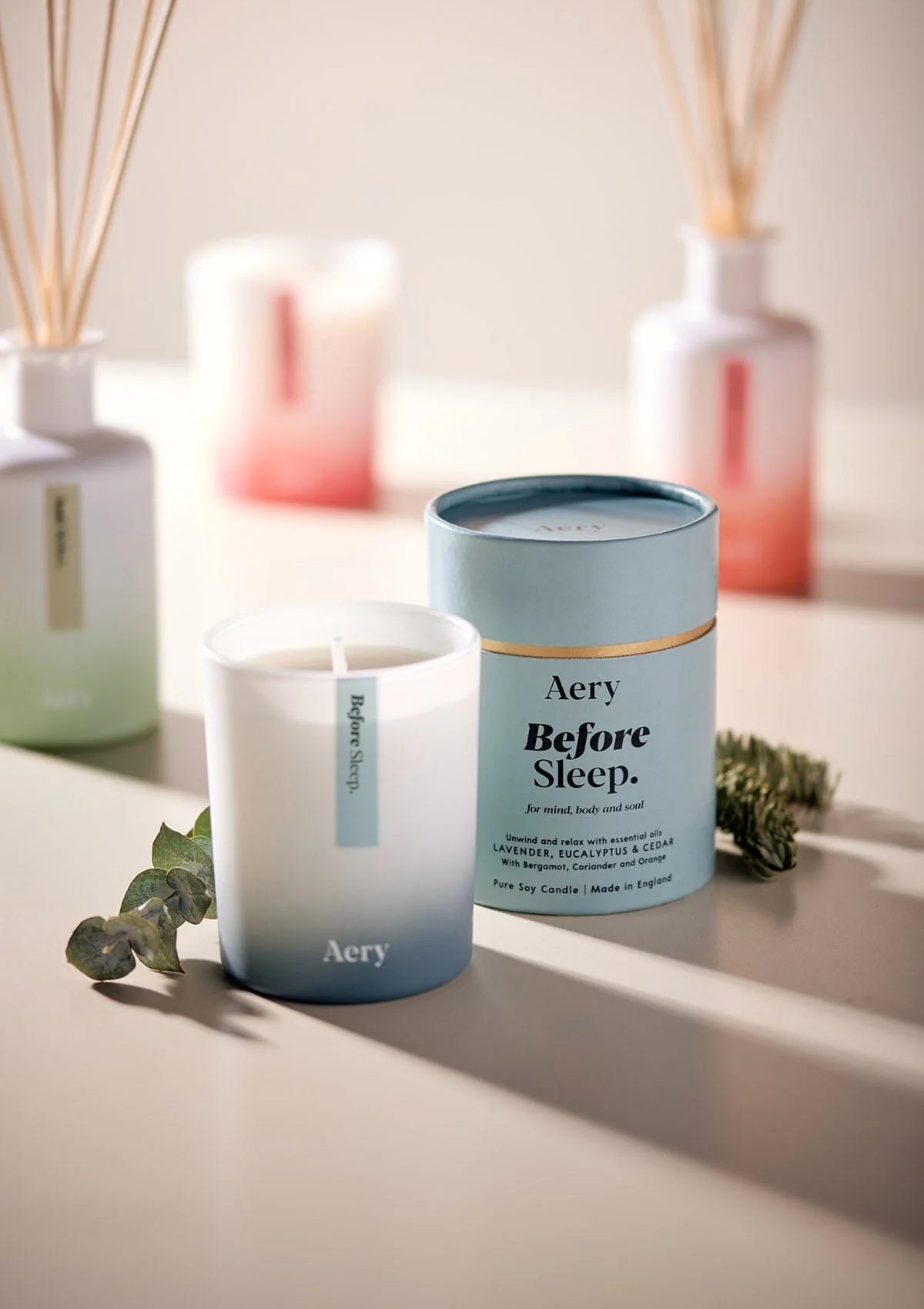 Aery Before Sleep Scented Candle - Blå