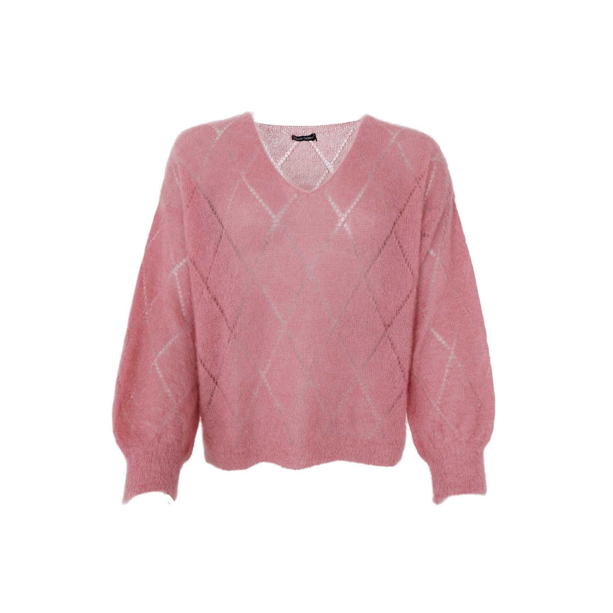 Black Colour Bjoerk Argyle Jumper Warm Rose