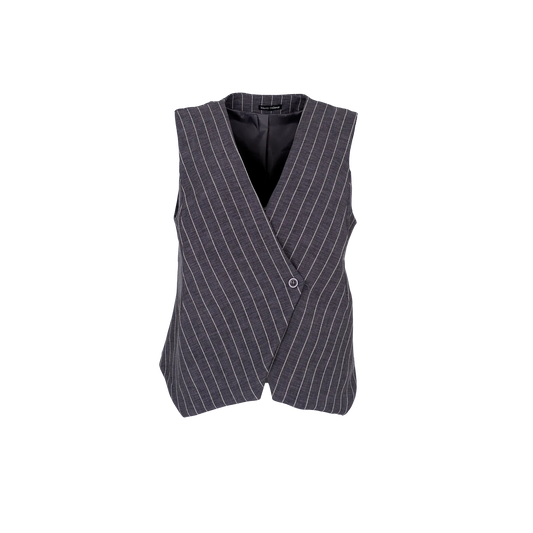 Black Colour Chicago Vest Grey Stripe