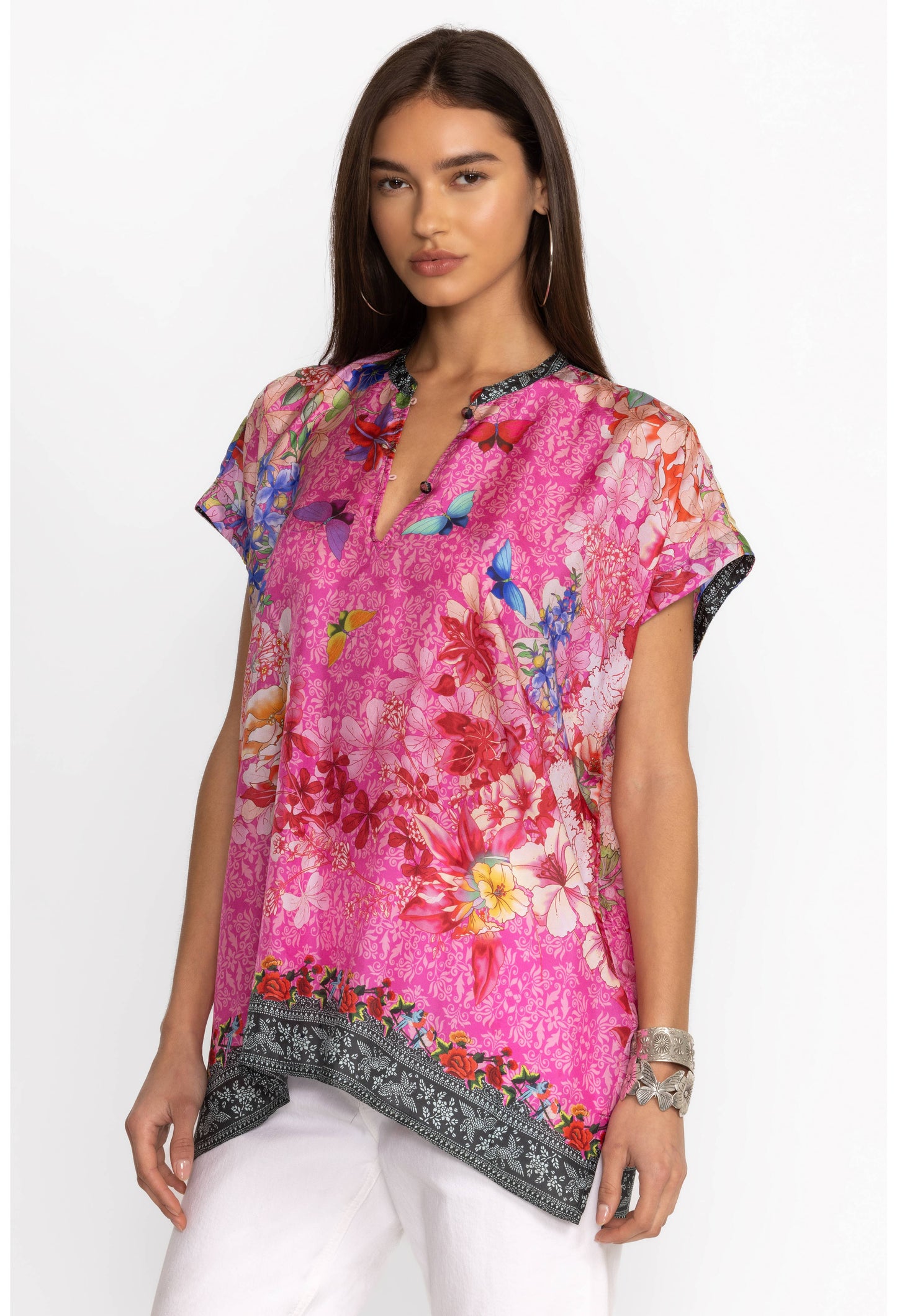 Johnny Was Bouquet Frane Parade Blouse Pink