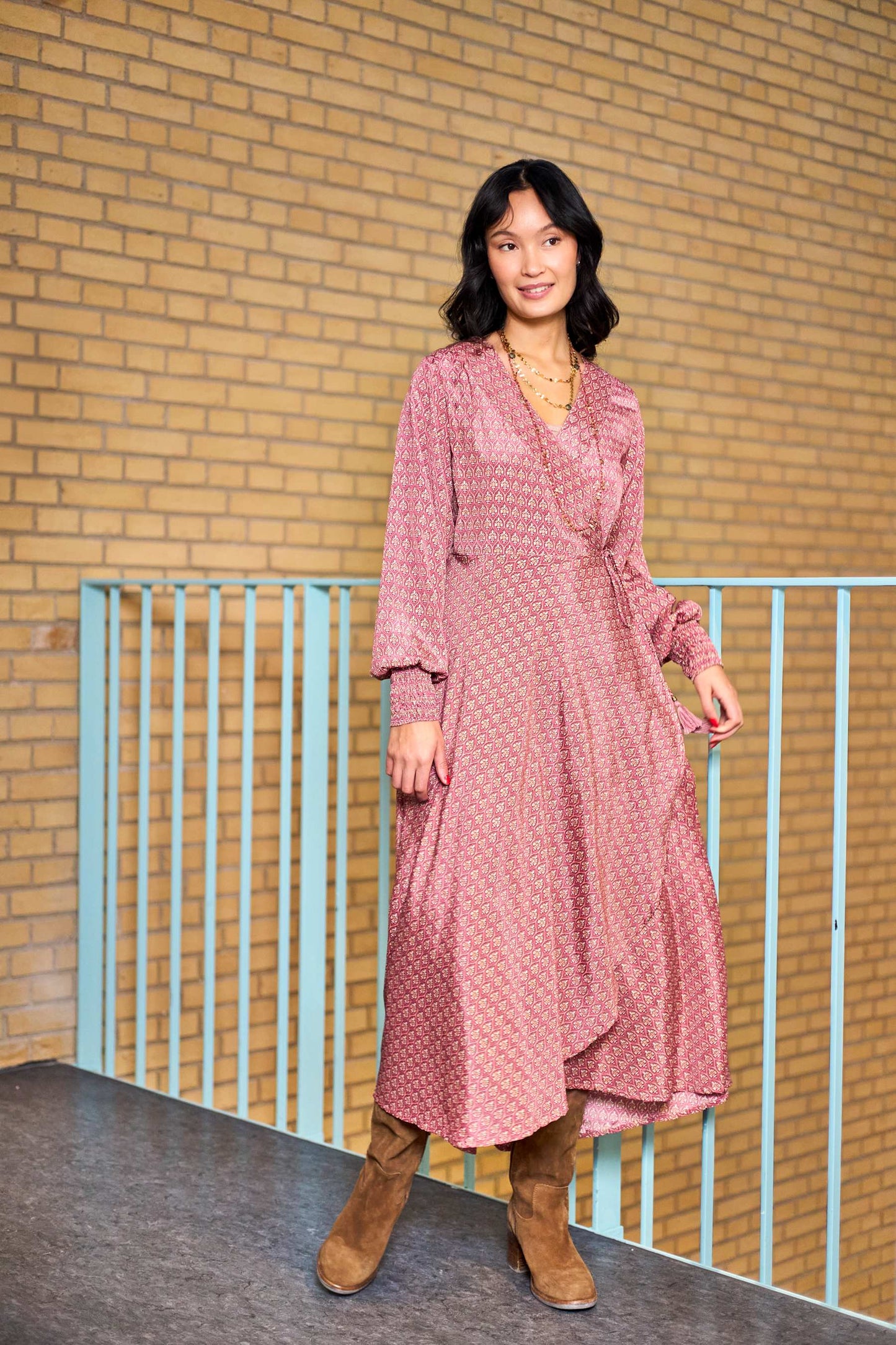 Black Colour Luna Wrap Dress Berry