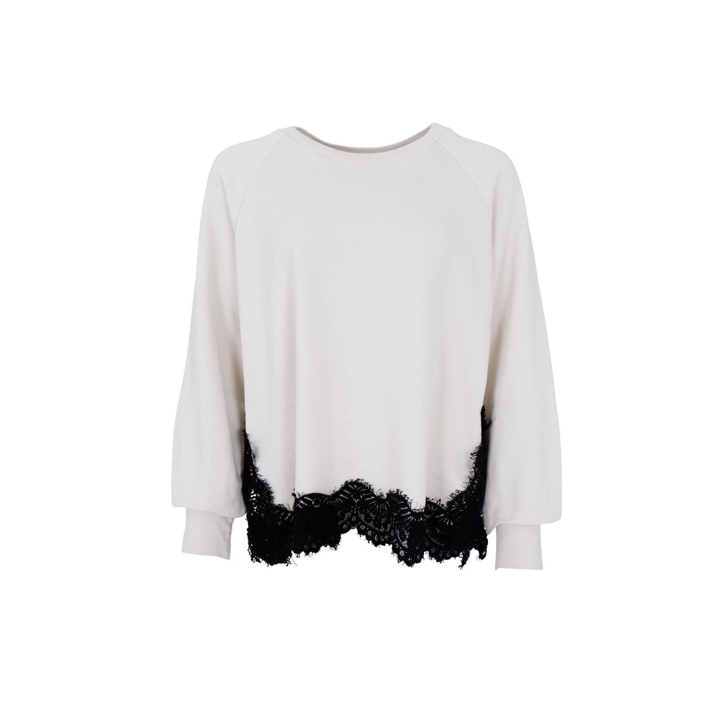 Black Colour Evy Lace Sweatshirt - Off White