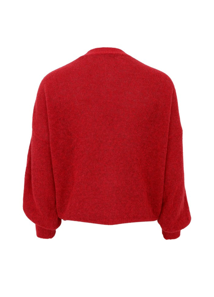 Black Colour DELL heavy knit cardigan Red