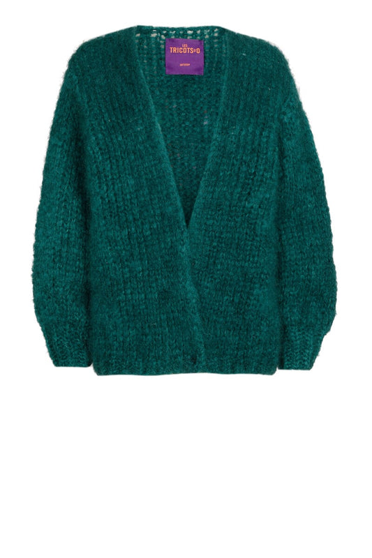 Les Tricots D`O Mohair Cardigan - Dark Green Bear Grafitti